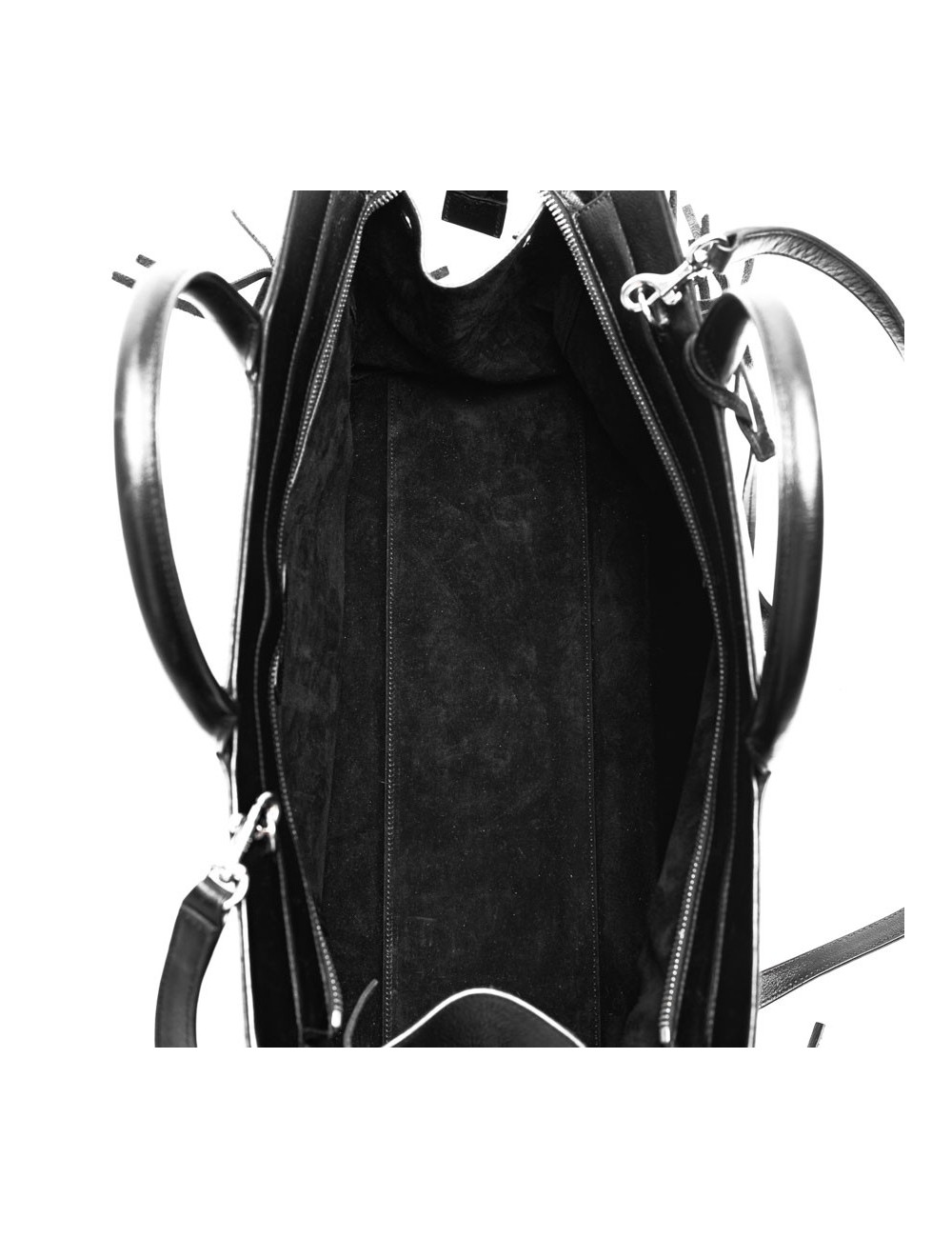 Grand sac Shopping YSL à franges cuir noir
