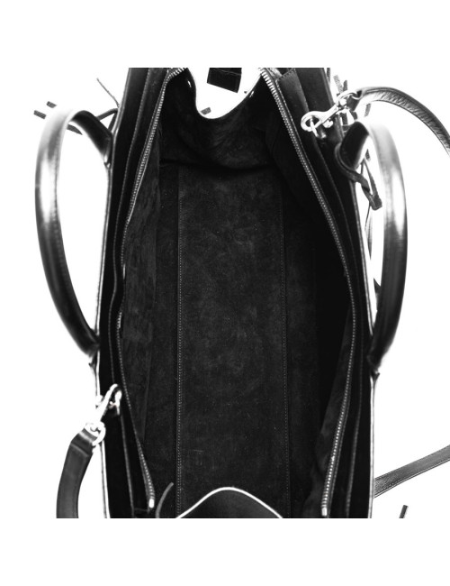 YSL sac à franges cuir lisse noir
