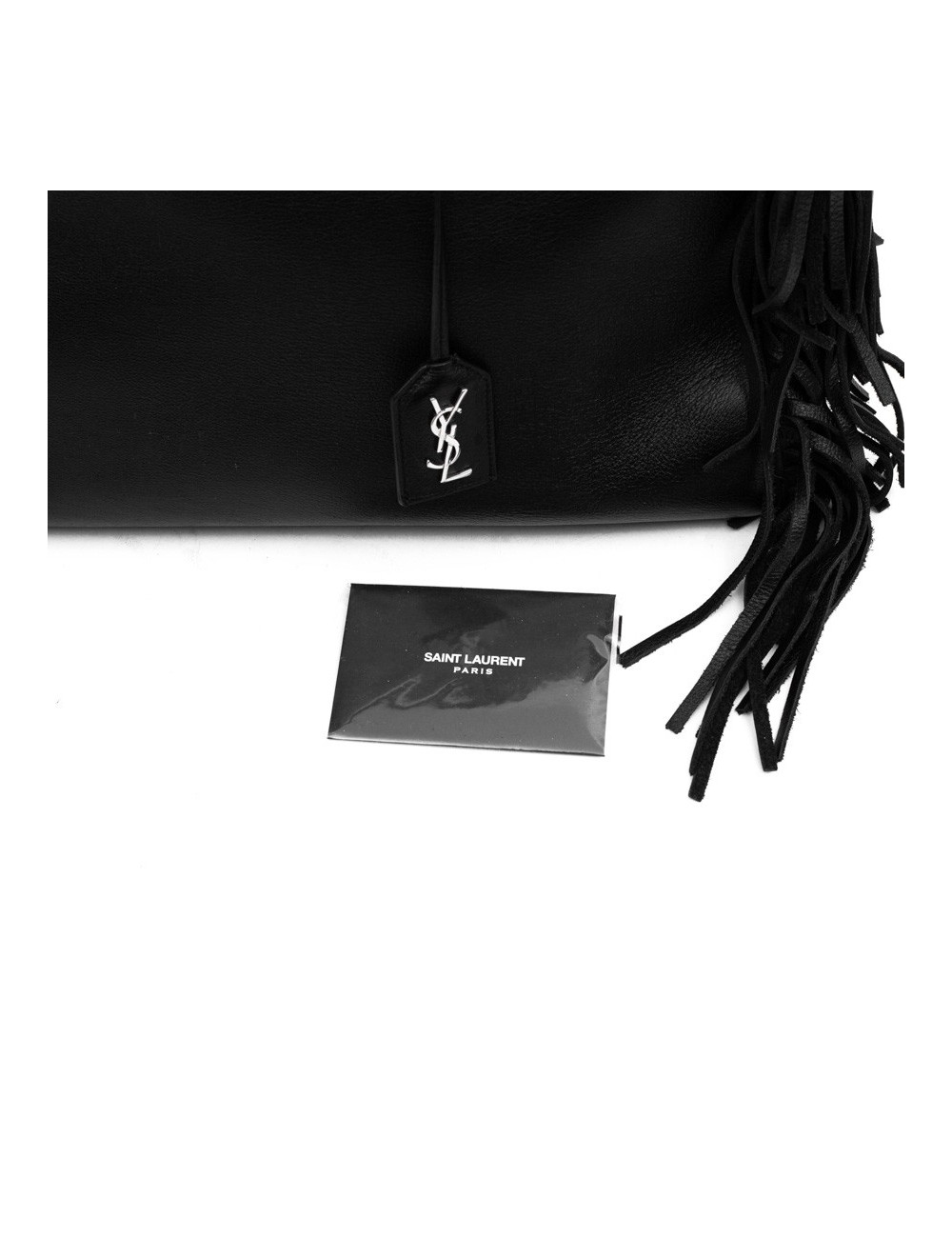 Grand sac Shopping YSL à franges cuir noir