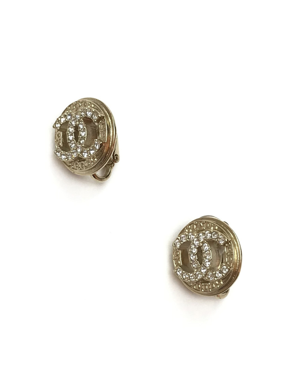 Boucles d'oreille CHANEL Clips CC strass