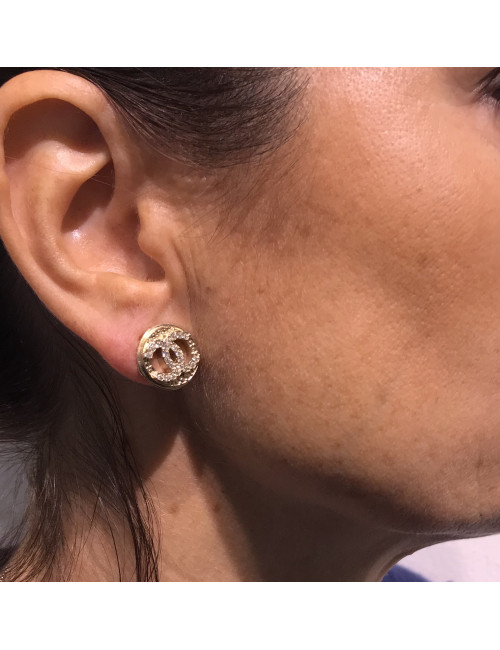 Boucles d'oreille CHANEL Clips CC strass