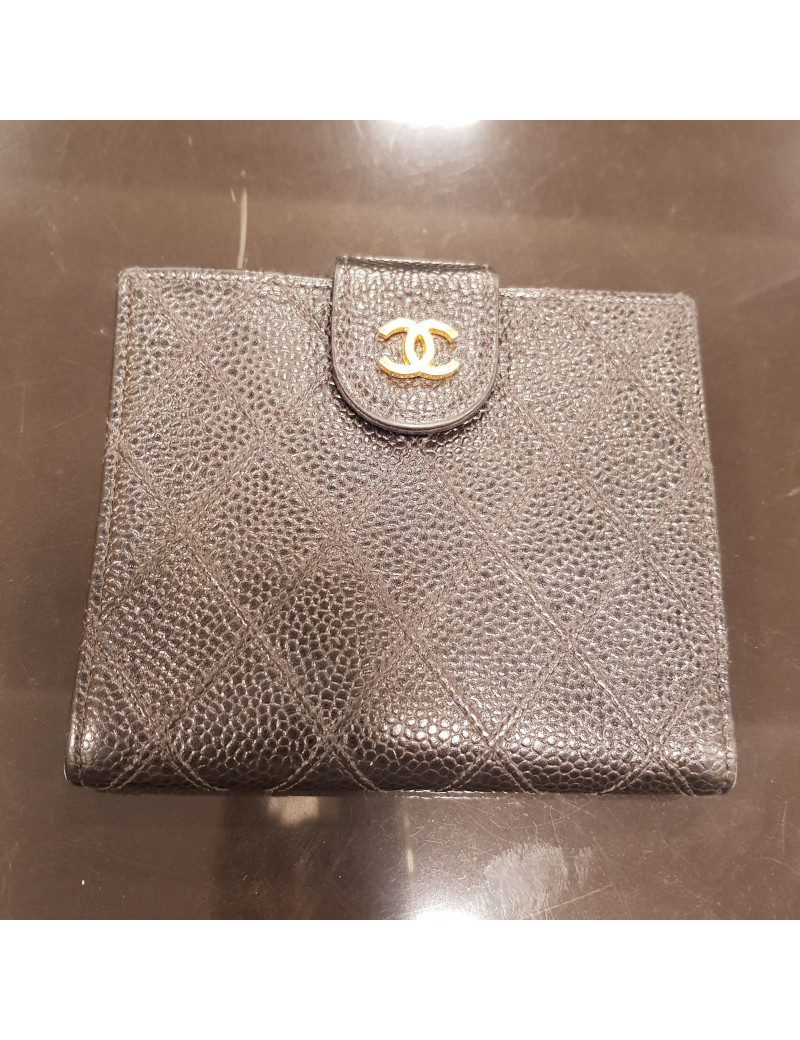 Porte monnaie CHANEL cuir noir