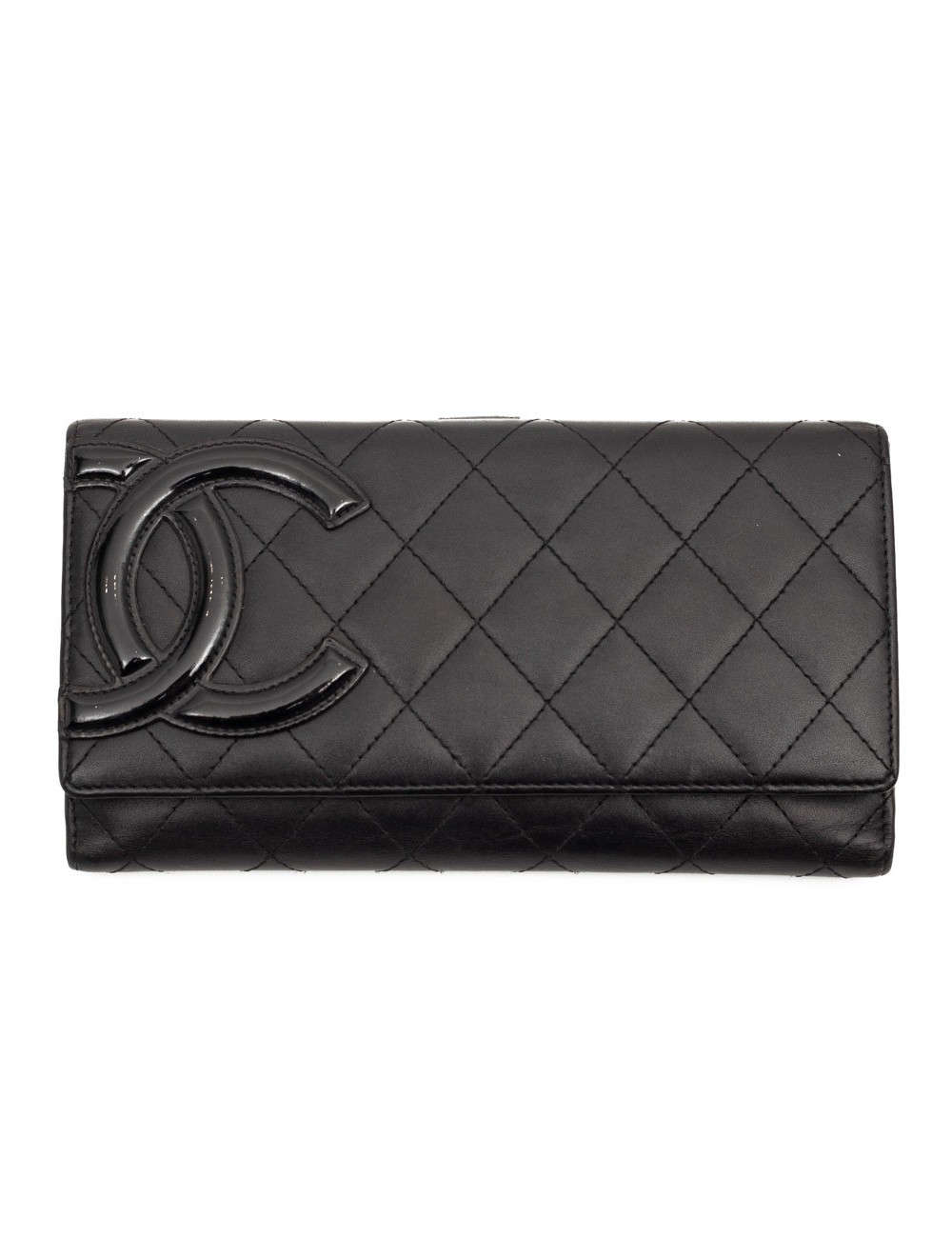 Portefeuille CHANEL En cuir matelassé noir 