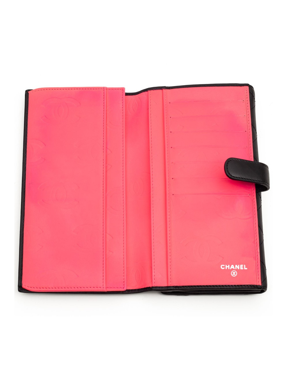 Portefeuille CHANEL En cuir matelassé noir 