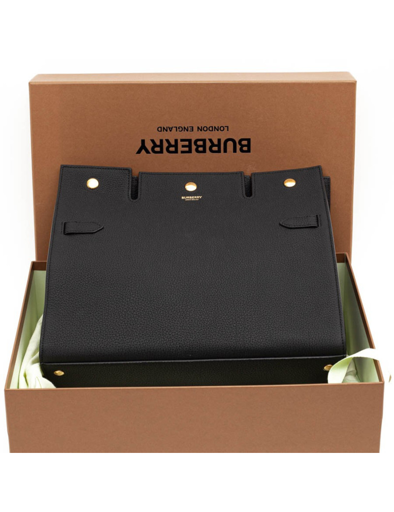 Sac Title BURBERRY TM cuir grainé noir