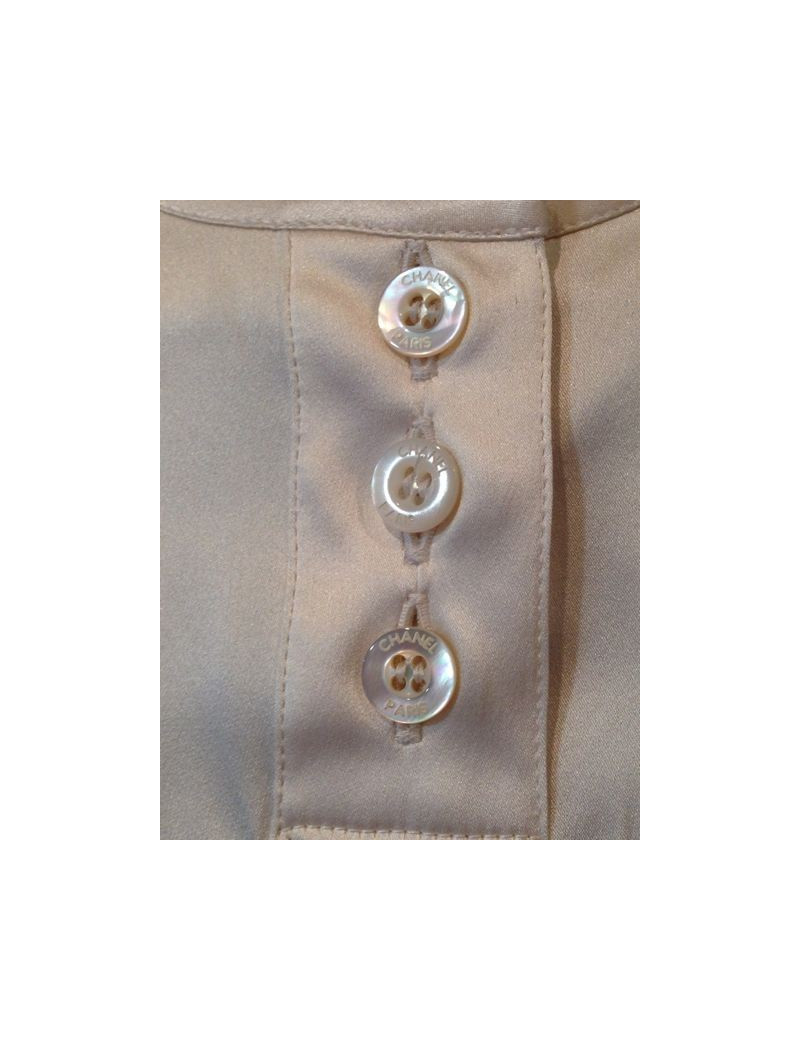 Top CHANEL en soie blanc sans manches T 38
