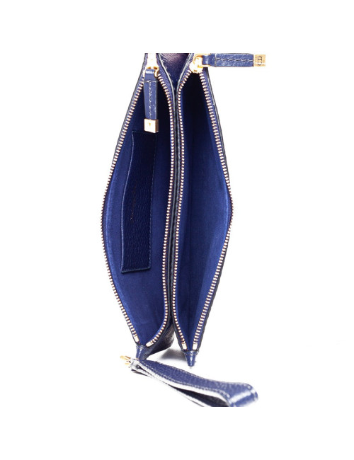 Pochette DIOR cuir grainé bleu