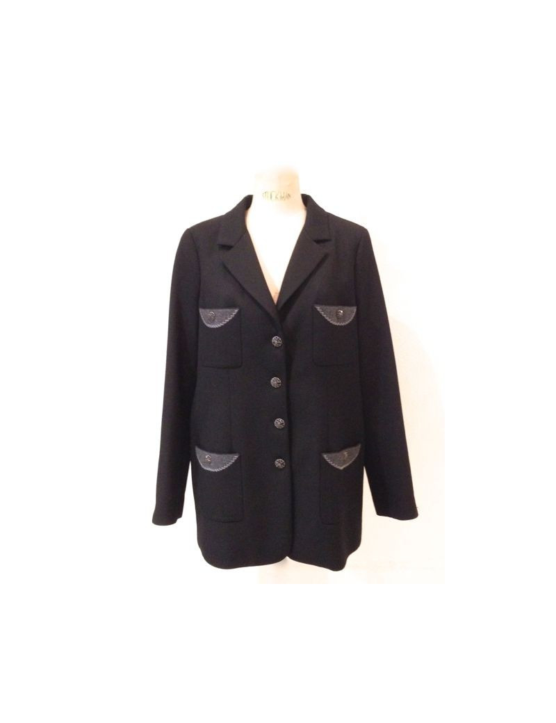 Veste CHANEL noire et poches grises T 46