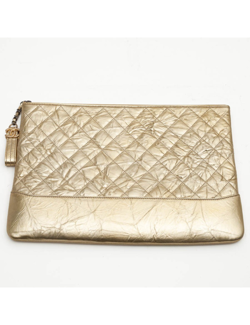 Pochette CHANEL cuir doré froissé
