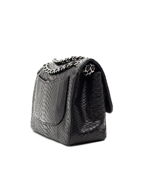 CHANEL Jumbo python noir