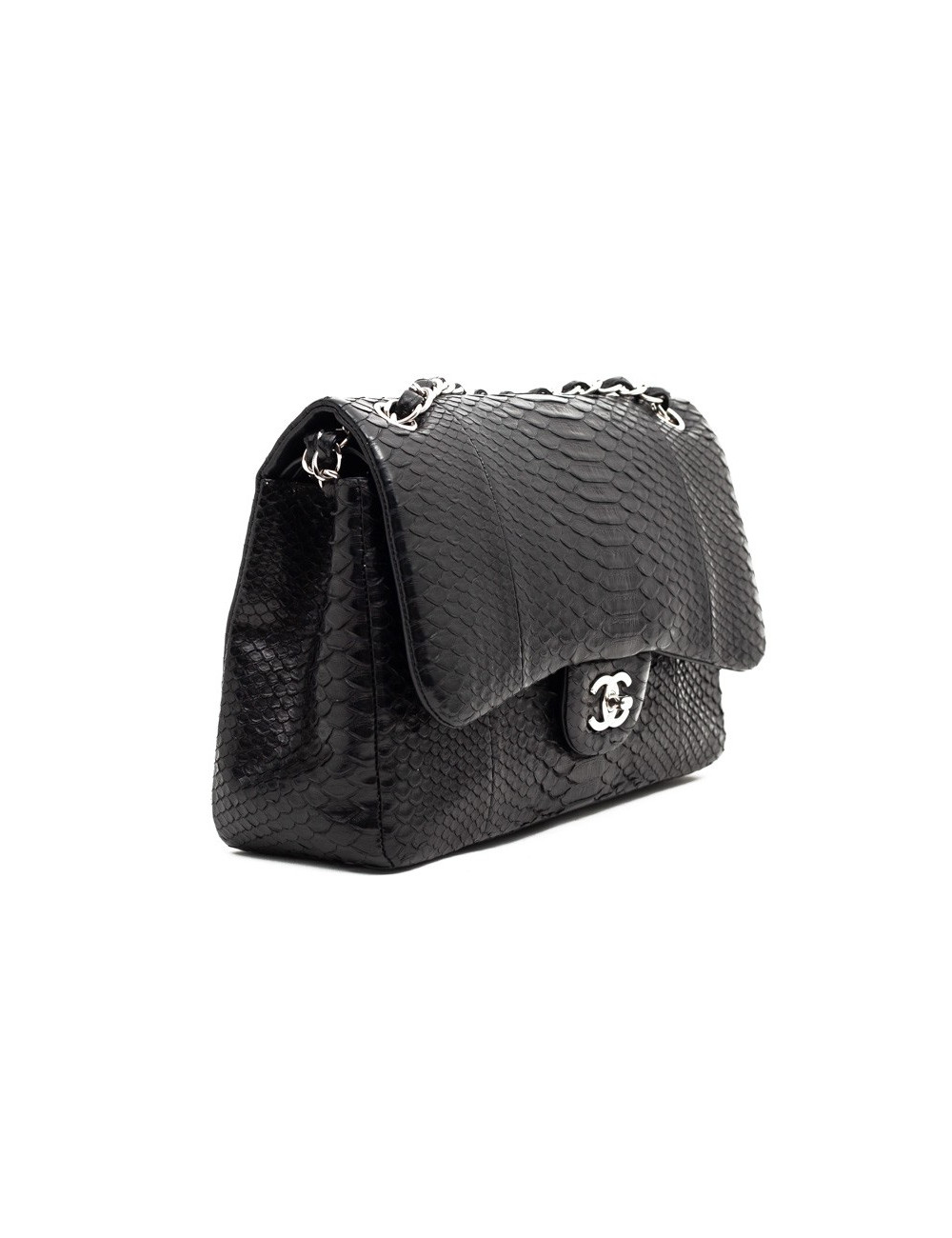 CHANEL Jumbo python noir
