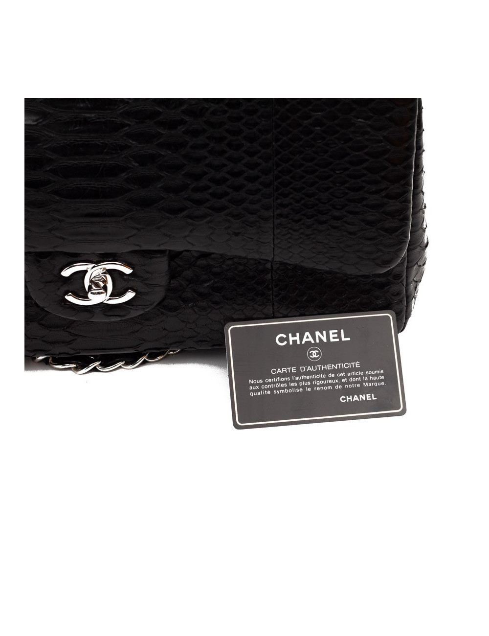 CHANEL Jumbo python noir