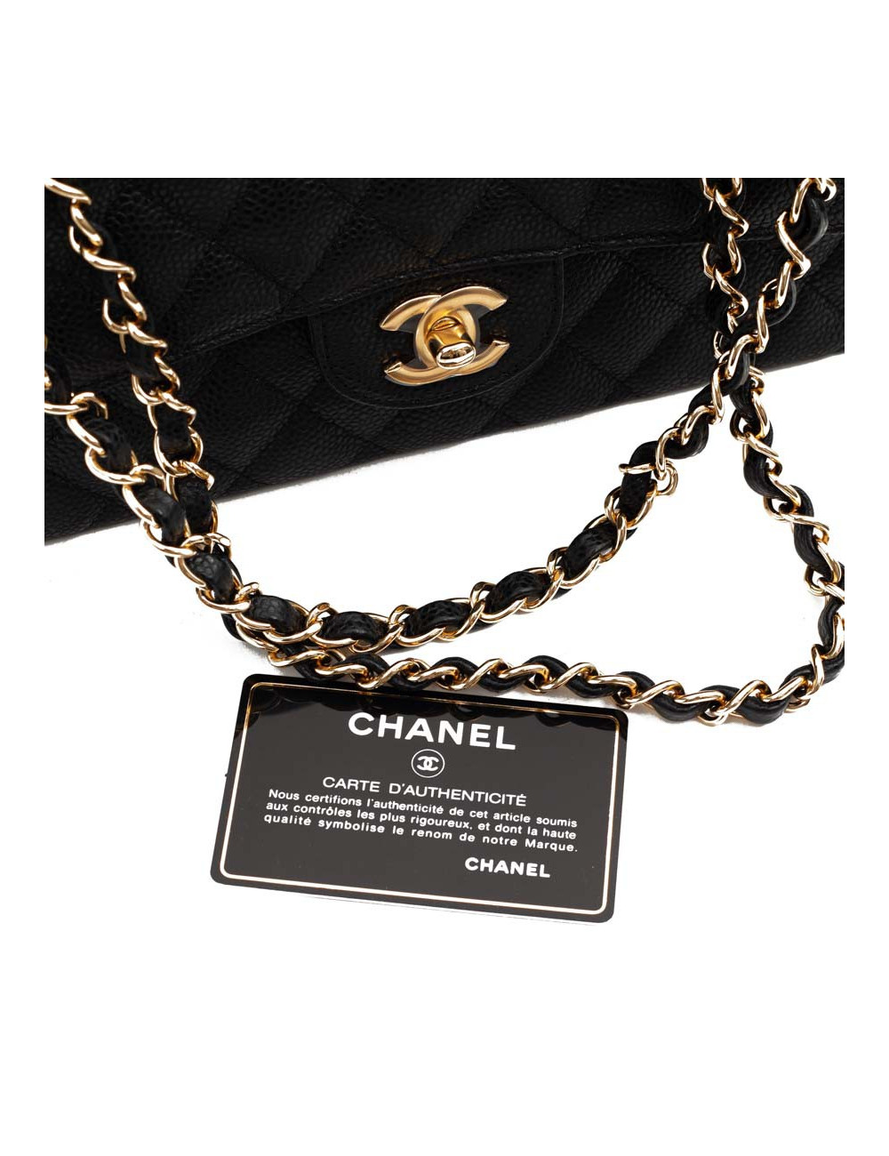CHANEL sac a main timeless cuir caviar noir