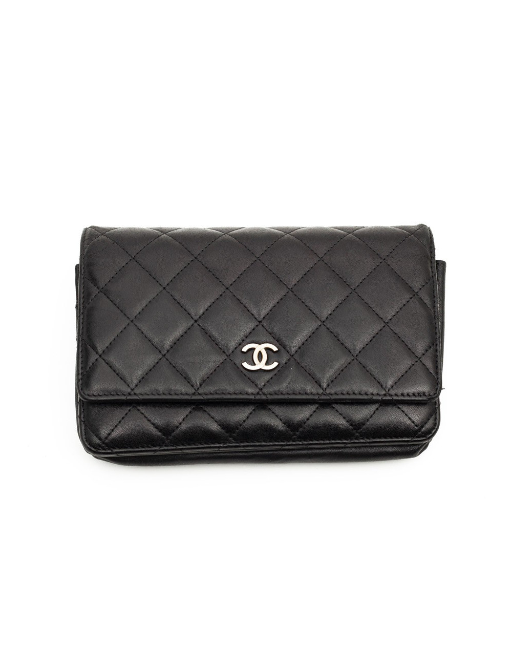 Wallet on chain CHANEL cuir noir