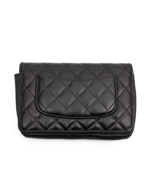Wallet on chain CHANEL cuir noir