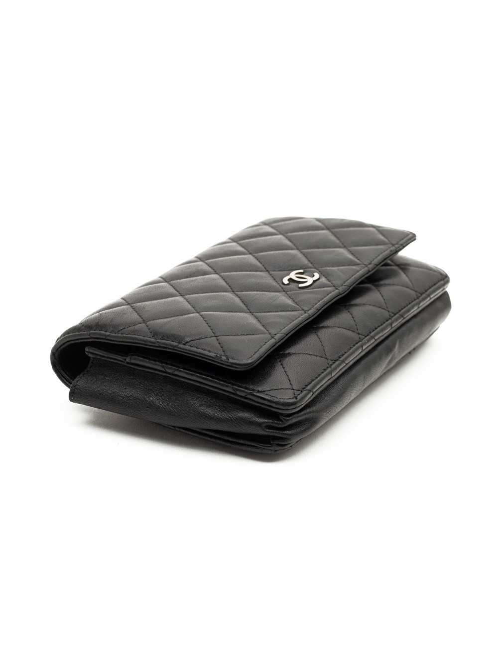 Wallet on chain CHANEL cuir noir