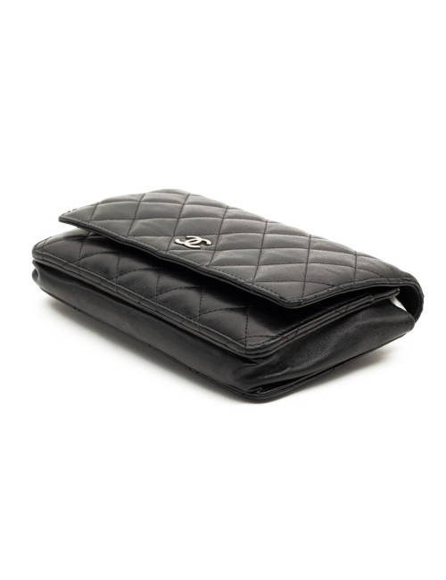 Wallet on chain CHANEL cuir noir