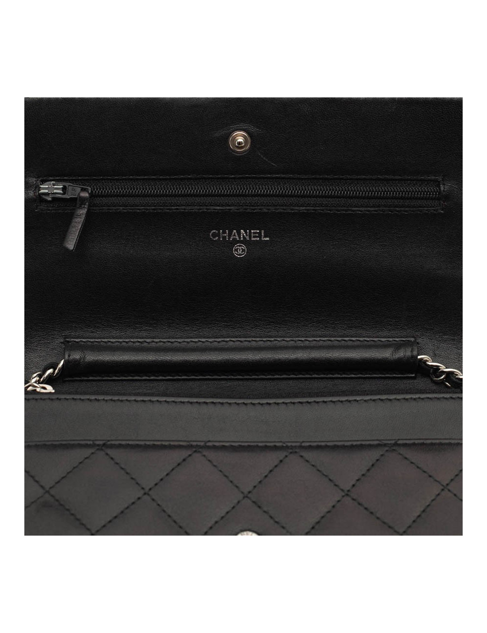 Wallet on chain CHANEL cuir noir