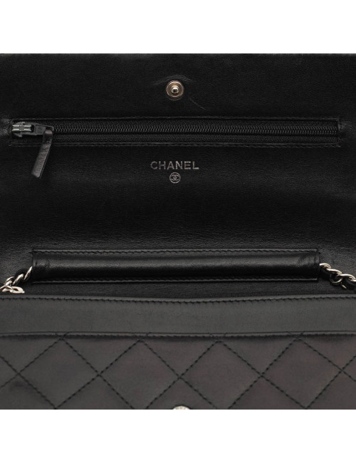 Wallet on chain CHANEL cuir noir