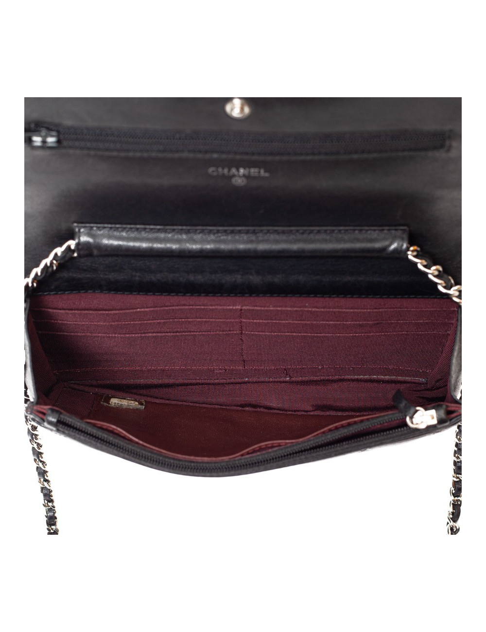 Wallet on chain CHANEL cuir noir