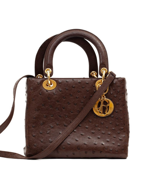 Dior Lady Dior sac autruche marron