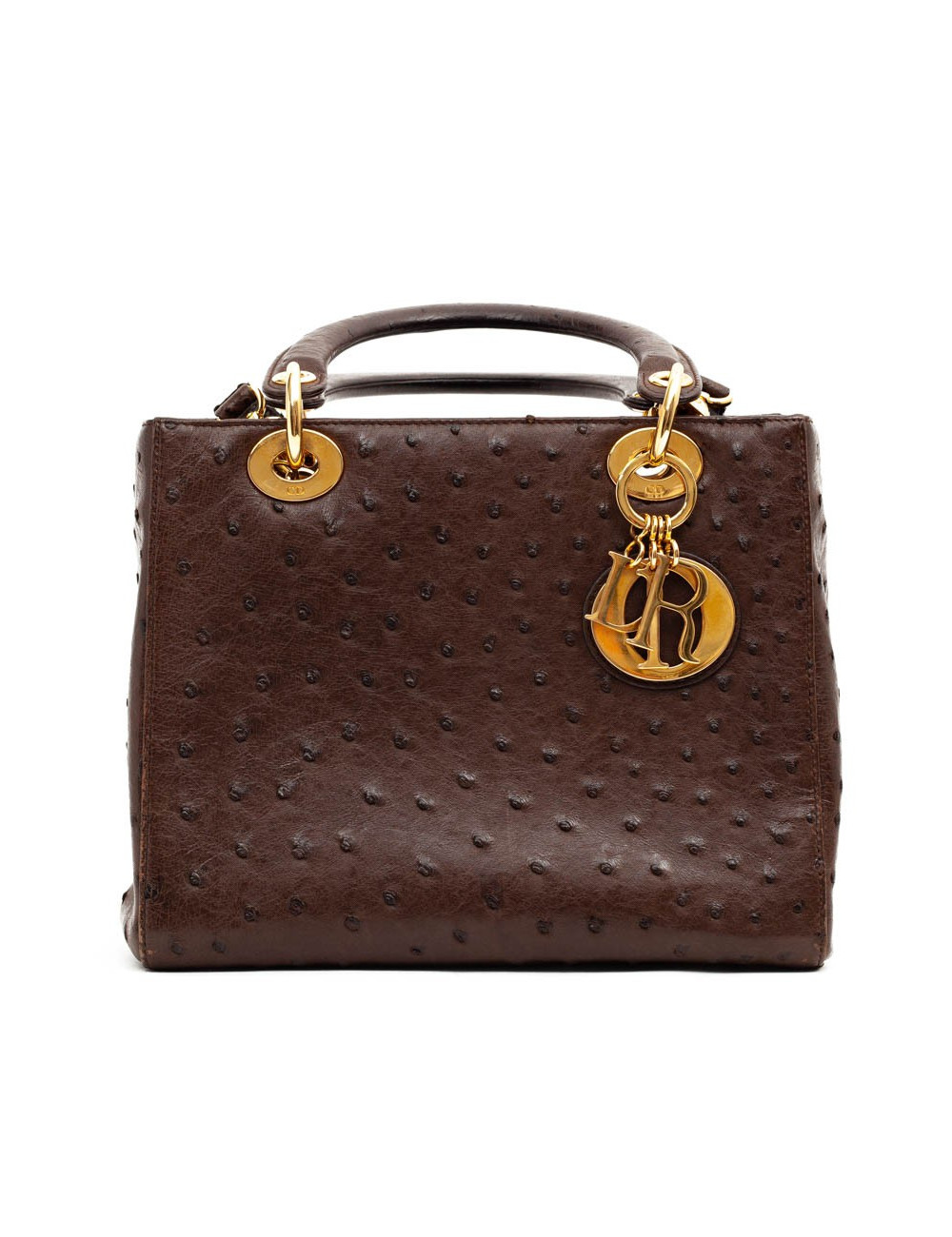 Dior Lady Dior sac autruche marron
