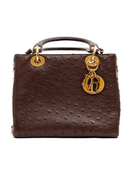 Dior Lady Dior sac autruche marron