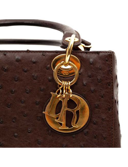 Dior Lady Dior sac autruche marron