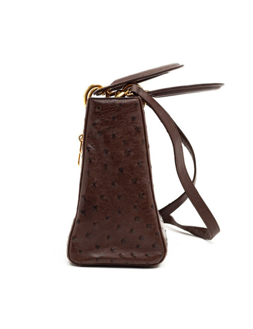 Dior Lady Dior sac autruche marron