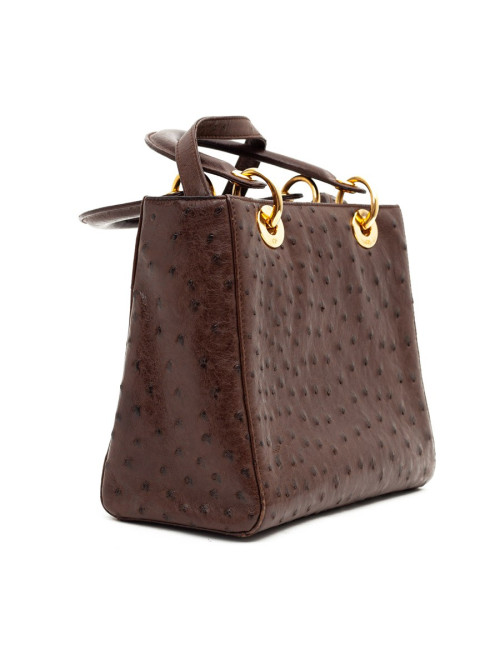 Dior Lady Dior sac autruche marron