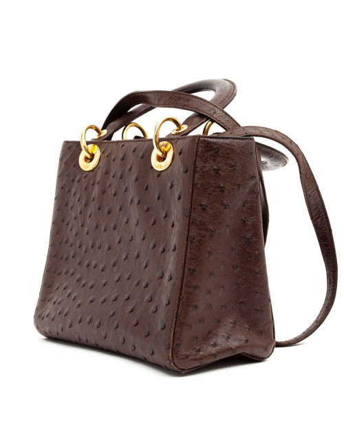 Dior Lady Dior sac autruche marron