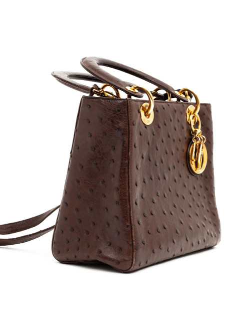 Dior Lady Dior sac autruche marron