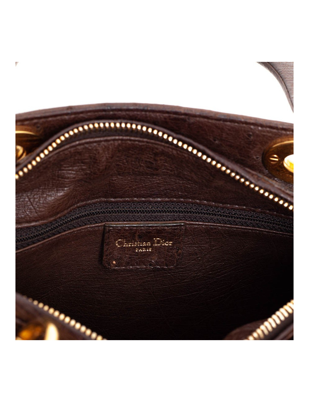 Dior Lady Dior sac autruche marron