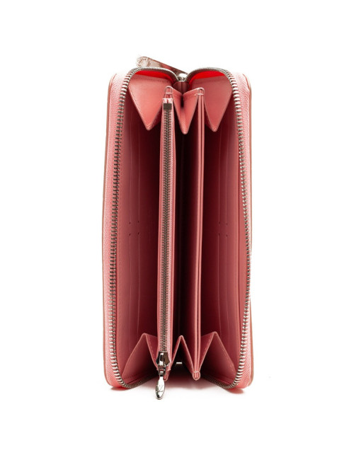 LOUIS VUITTON Portefeuille Zippy rose à pois rouge