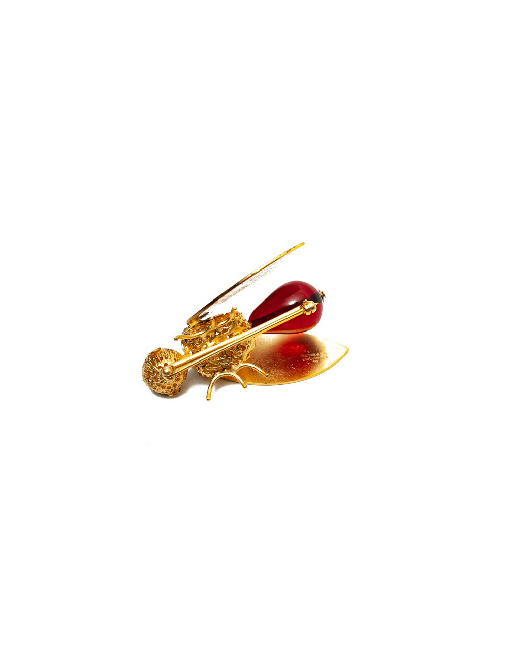 MARGUERITE DE VALOIS red bee brooch