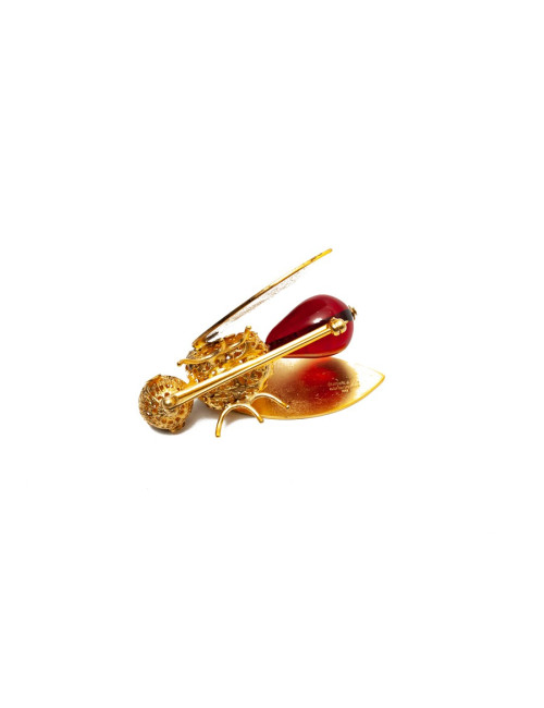 MARGUERITE DE VALOIS red bee brooch