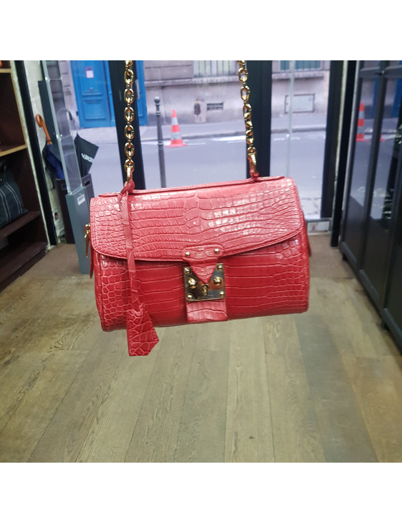 LOUIS VUITTON red alligator Carrousel bag
