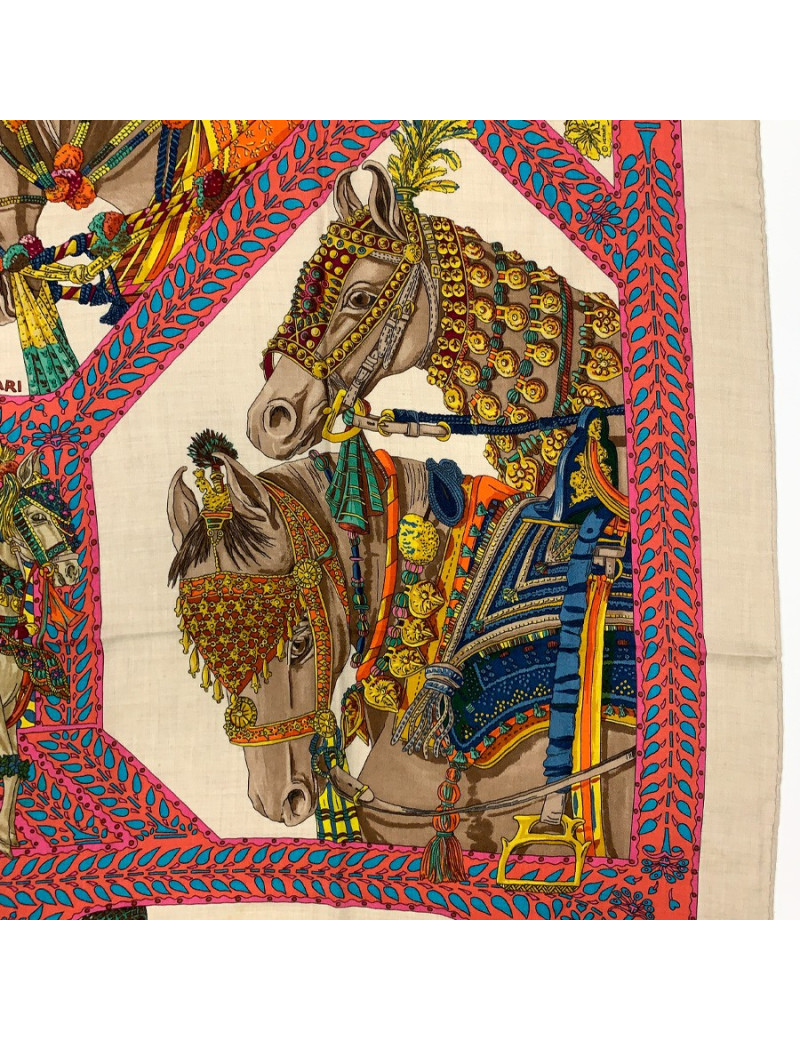 Châle HERMES "Danse du cheval Marwari" en cachemire