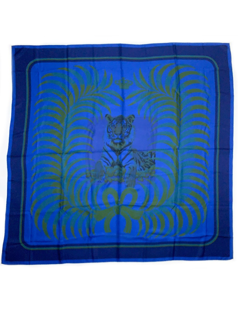 Carré 140 HERMES bleu nuit et vert