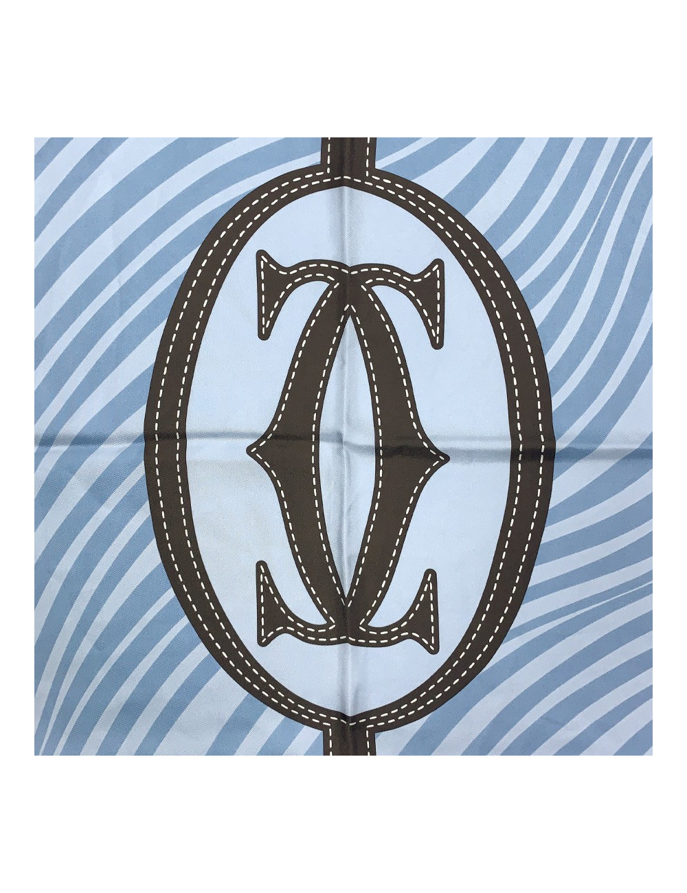 CARTIER blue and brown silk square scarf