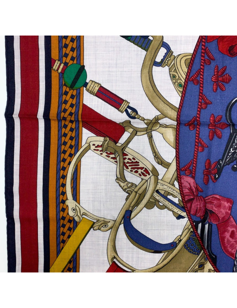 HERMES Châle Duo d'étriers cachemire et soie