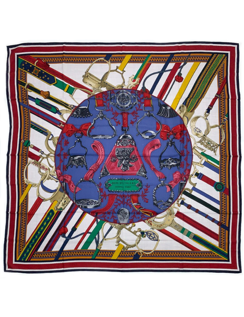 HERMES Châle Duo d'étriers cachemire et soie