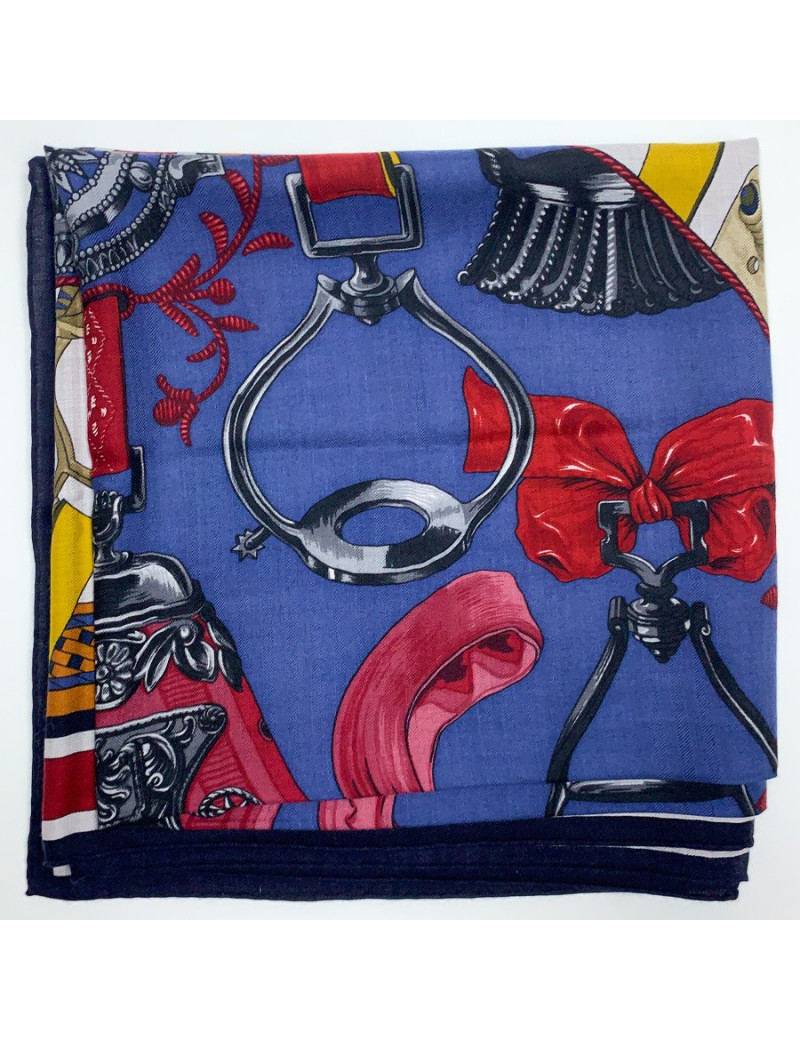 HERMES Châle Duo d'étriers cachemire et soie