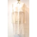 HERMES long shirt unbleached silk matte and transparent blouse