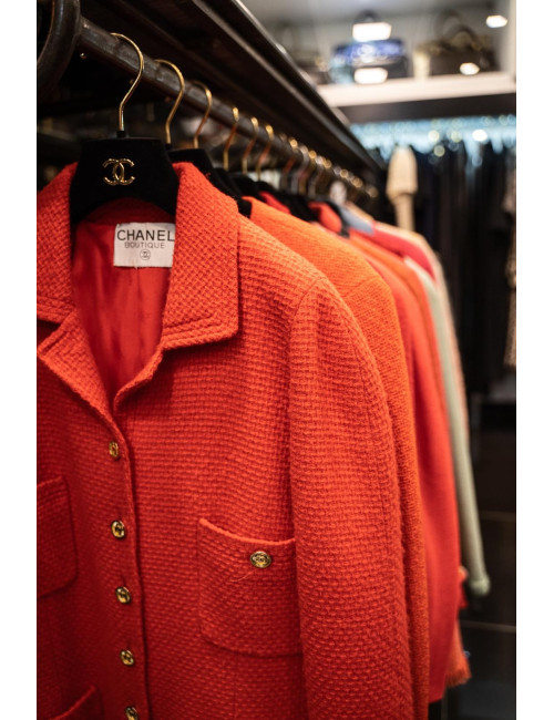 Veste T 38 CHANEL en tweed orange 