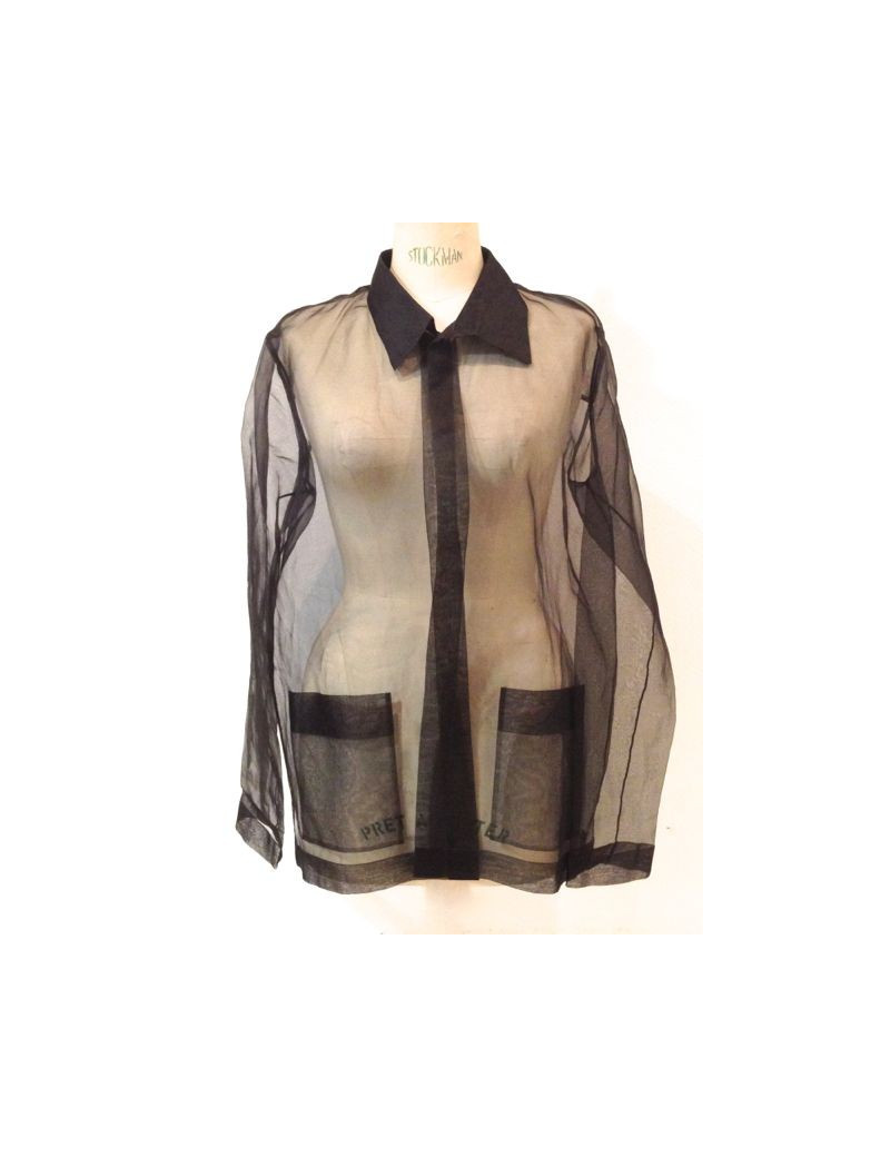 Chemise CHANEL en organza transparente noire