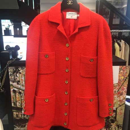 manteau tweed rouge