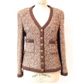 Mottled Brown wool T 40 CHANEL jacket