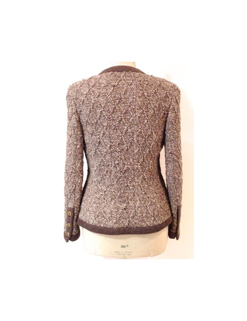 Veste CHANEL en laine marron chiné T 40