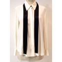 CHANEL blouse silk black and white